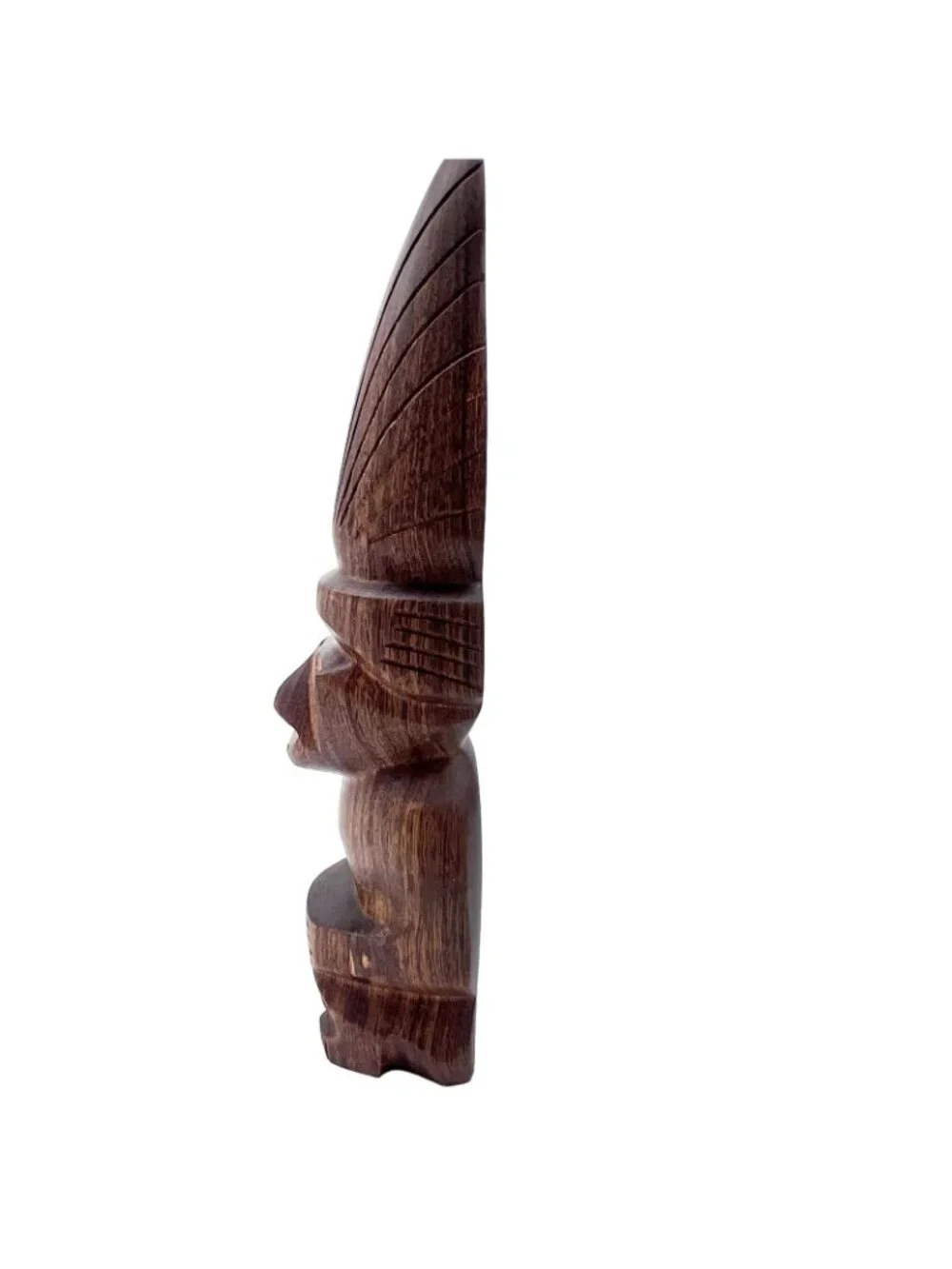 Wooden Figurine 8 Inches Tall Rich Brown Finish Unique Cultural Decor Piece